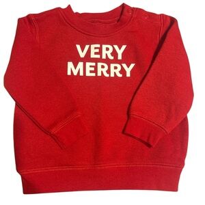 Red 'Very Merry' fleece Christmas Sweatshirt size 9 months infant boy or girl